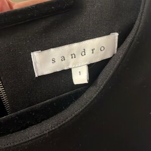Sandro black dress with leather panels